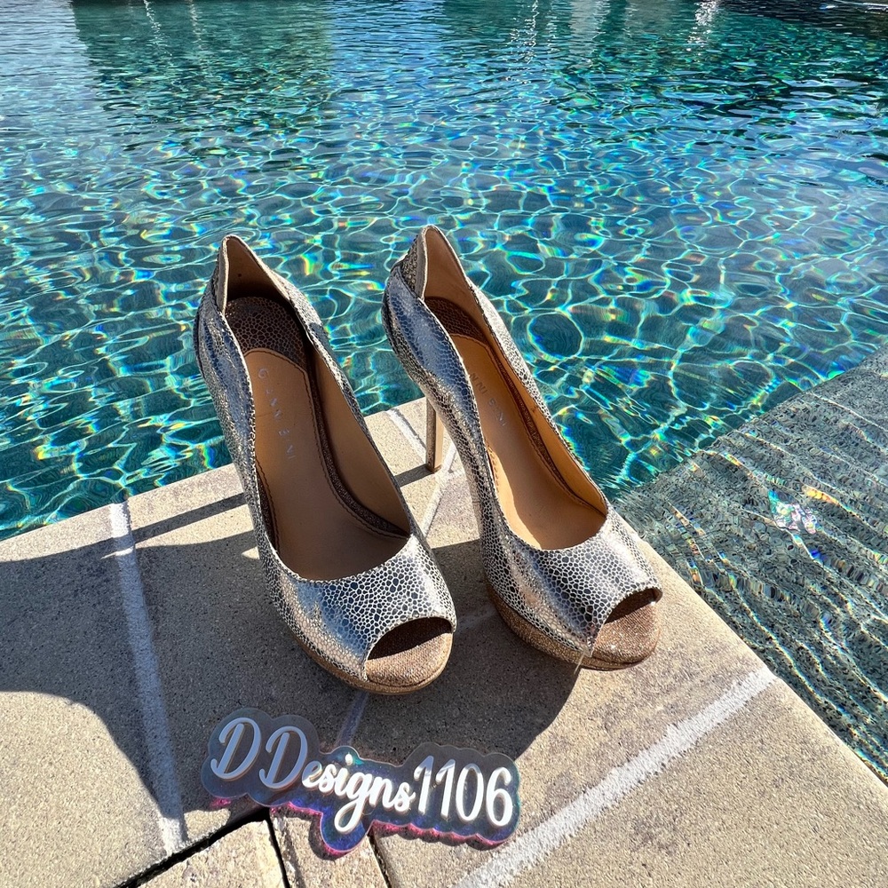 Elegant Silver Peep-Toe Heels